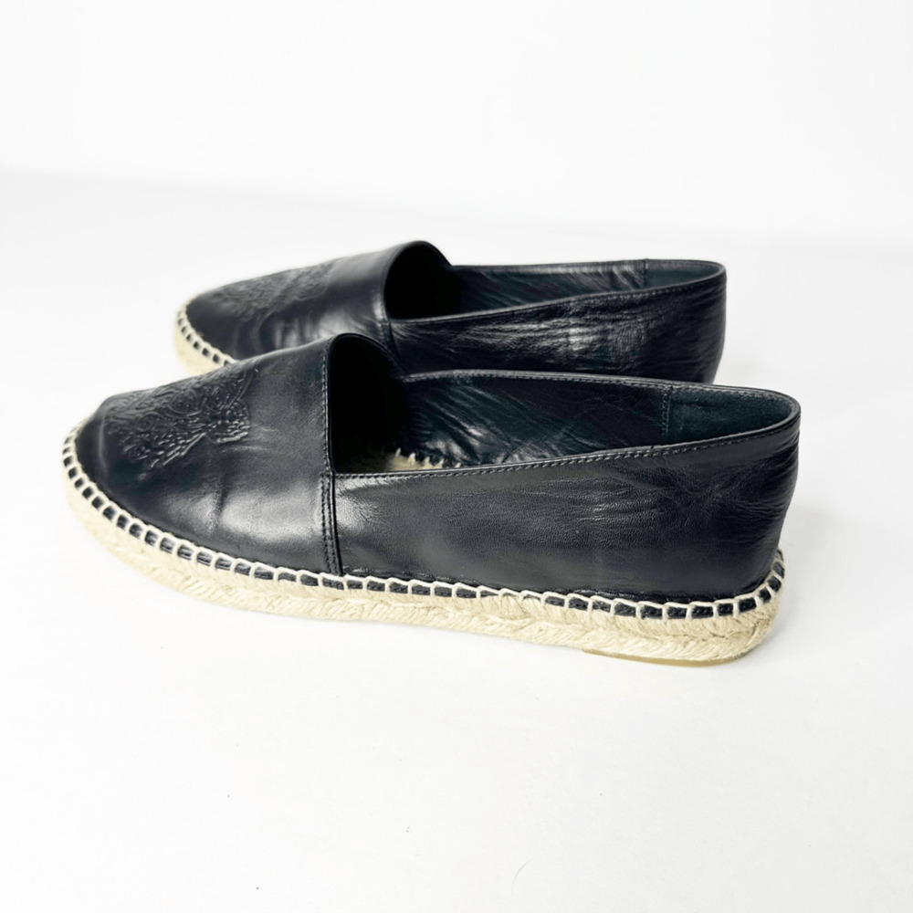 Kenzo Tiger Platform Leather Espadrille Black Noir jute Spain womens 38 8 - Picture 5 of 7